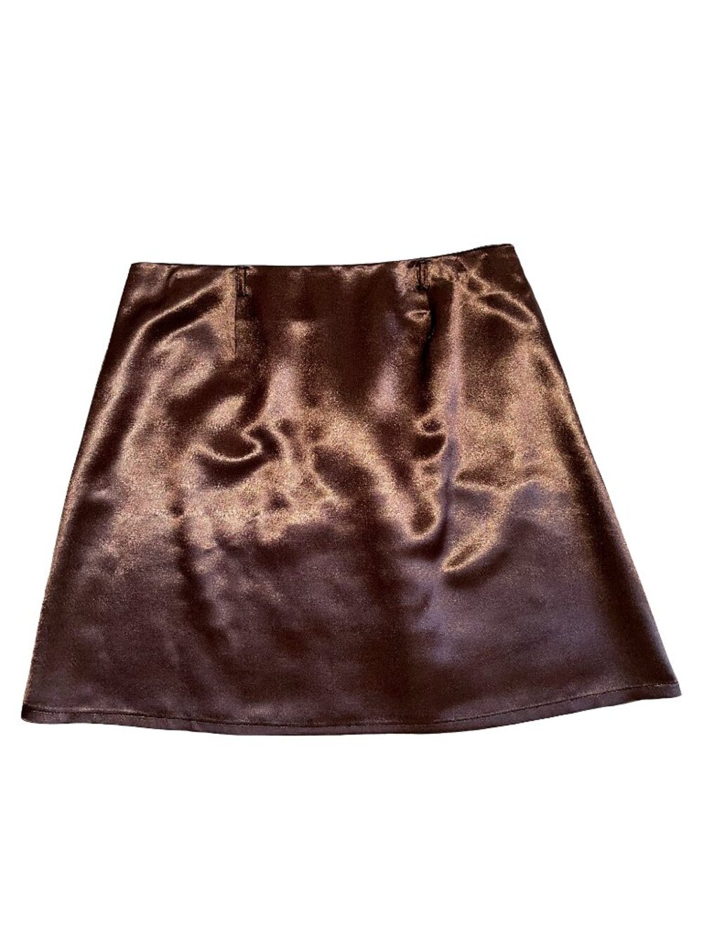 Vintage Morgan De Toi Low Rise Brown Satin Mini Skirt Made In France Y2K